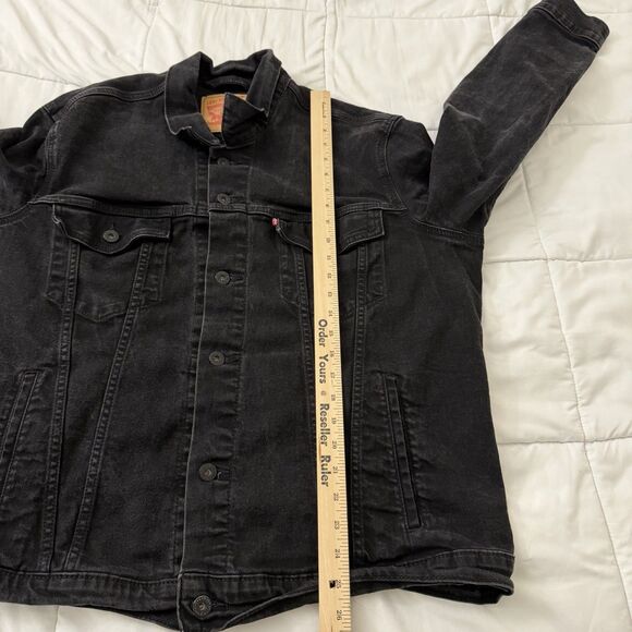 Levi's Trucker Jean Jacket Mens XL Faded Black Denim Workwear Y2K Grunge Biker - Picture 8 of 9
